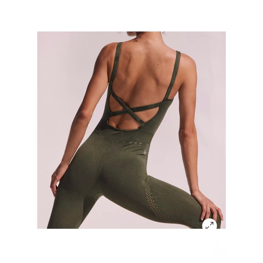 Free People Movement Good Karma Onesie Olive Green XS/S Yoga Bodysuit Jumpsuit